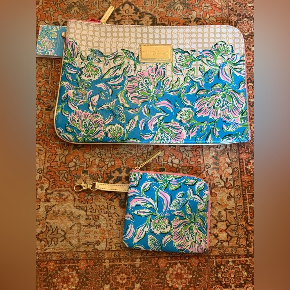 Lilly Pulitzer Tech Pouch Set in Cumulus Blue & Chick Magnet With Original Tags - Picture 16 of 16